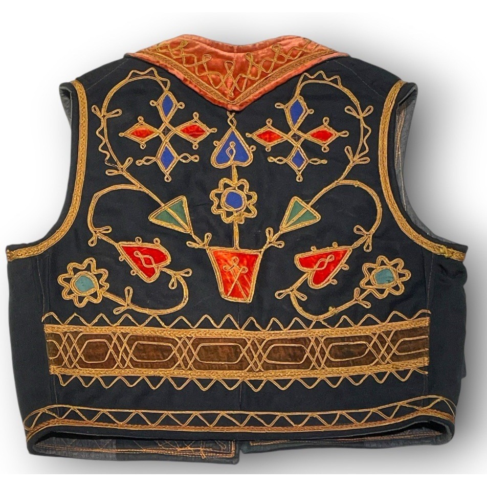 Antique Ottoman Balkan Folk Vest Gold Embroidery Velvet Jelek Xhamadan Ethnic